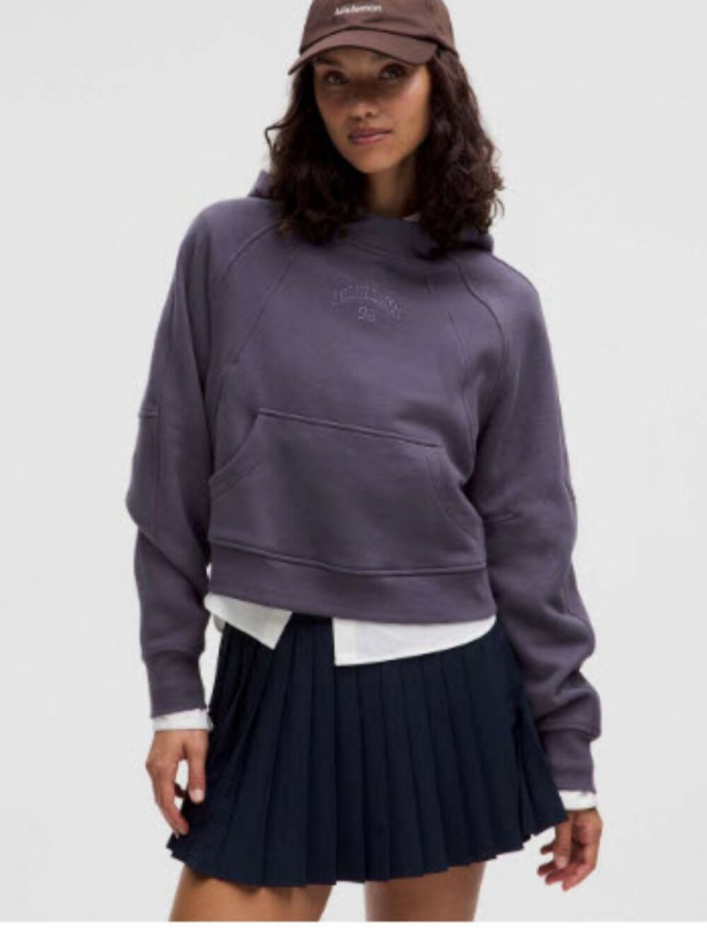 Women Lululemon Plum(Item-435) Scuba Oversize Crop Graphic Sweatshirt Hoodie M/L